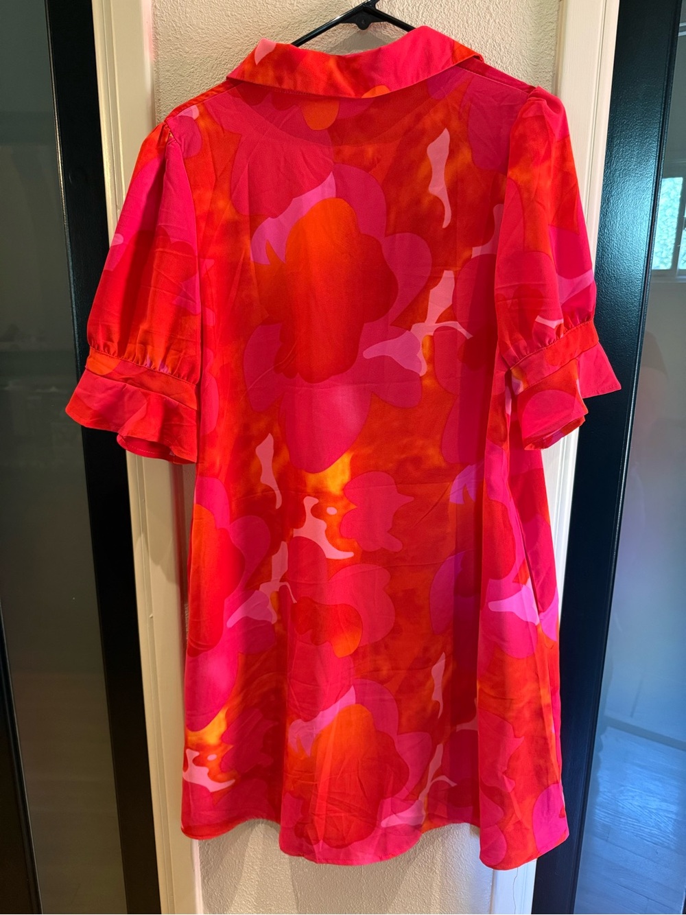 Source Unknown Vibrant Red and Pink Floral Popover Tunic - Picture 8 of 8